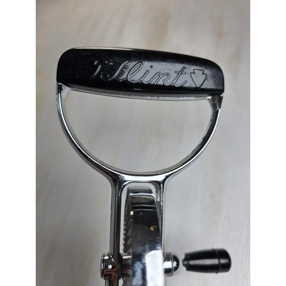 Vintage EKCO Flint Best Hand Crank Egg Beater Stainless Chrome Black Handle 12in